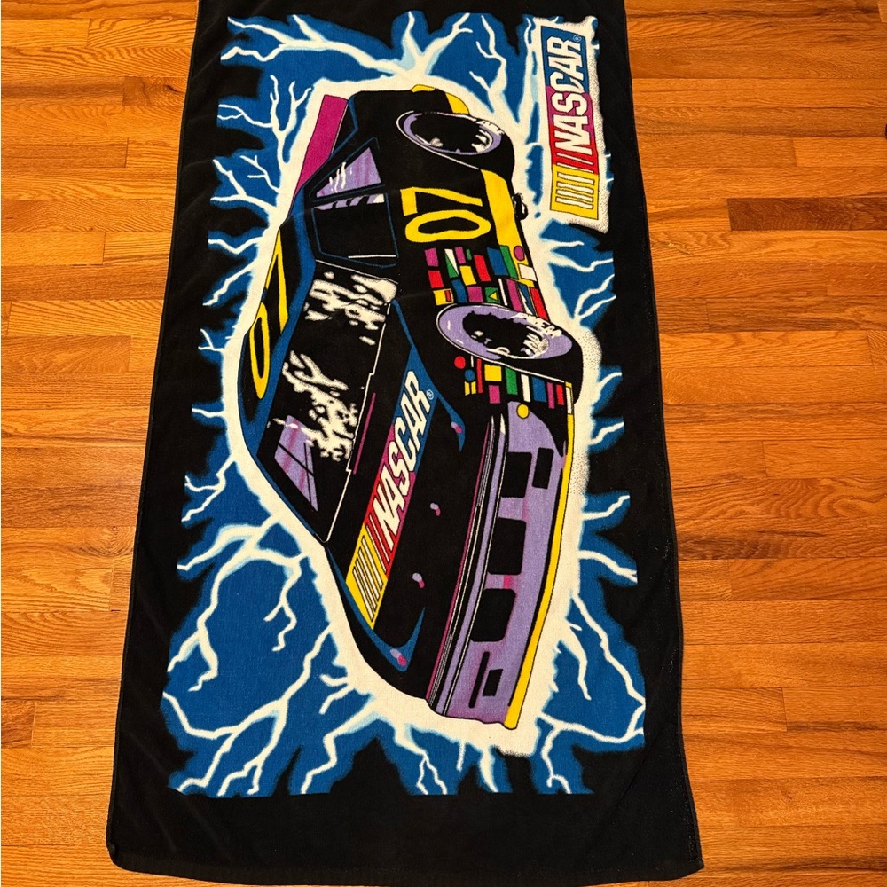 crazy 90s NASCAR Lightning Beach Towel Bath rare vintage Dale Earnhardt Shower